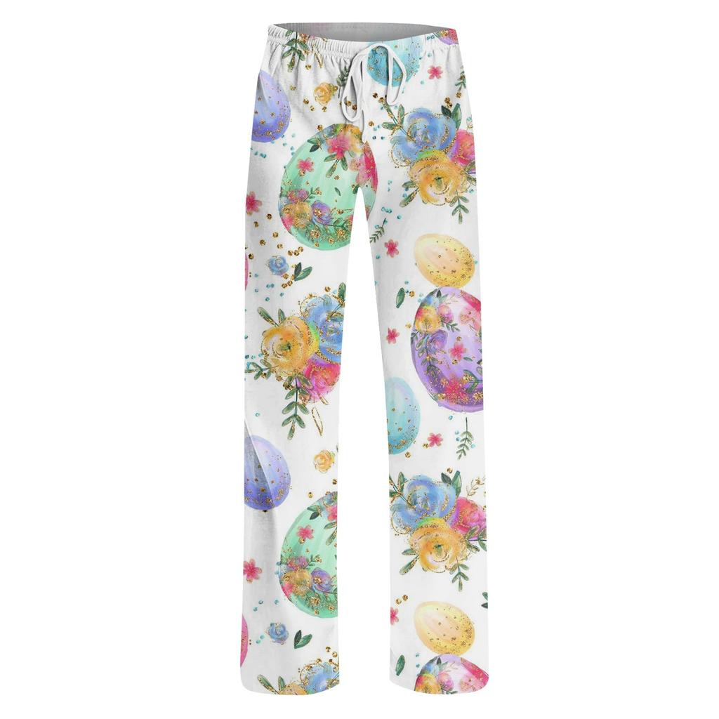 Женские модные свободные повседневные брюки с пасхальным принтом