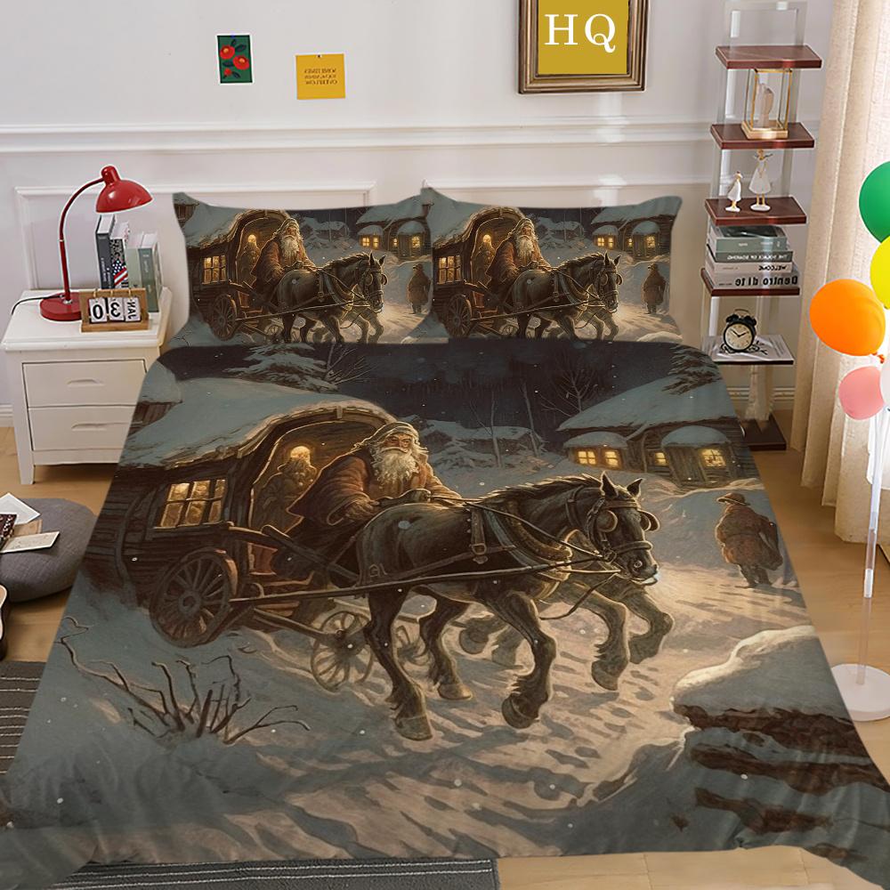 Christmas Printed Single Size Bed Set Cover Superior Highend Cartoon Design Children Teen Home Textiles