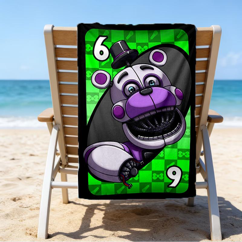 Водопоглощающее пляжное полотенце с рисунком Five Nights at Freddy's - мягкое, впитывающее, быстросохнущее, можно стирать в машине - идеально для плавания, кемпинга, купания