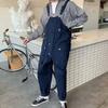 Men Bib Overalls with Multiple Pockets Solid Color Loose Fit Casual