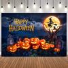 Horror Halloween Photo Background Castle Pumpkin Lantern Skull Ghost Bat Witch Black Cat Spider Web Deco Photography Backdrop3