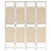 338559 vidaXL Room Divider 4 Panels Cream 140x165 Cm Fabric