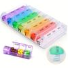 Weekly Rainbow Pill Box 28 Grids 4 Times A Day Portable Pill Organizer Spring Assisted Easy To Open for Vitamins and Supplements