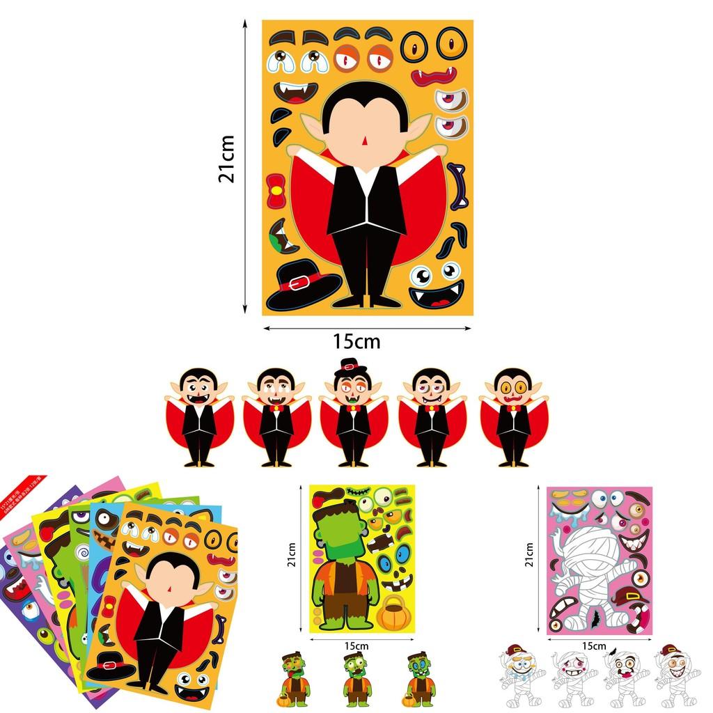 Красочные Xh061 Хэллоуин Сделай сам Наклейки-пазлы с тыквами для детского творчества