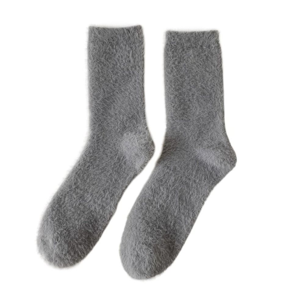 Solid Color Thick Fashion Trendy Middle Tube Hosiery Mink Velvet Man Socks Korean Style Socks