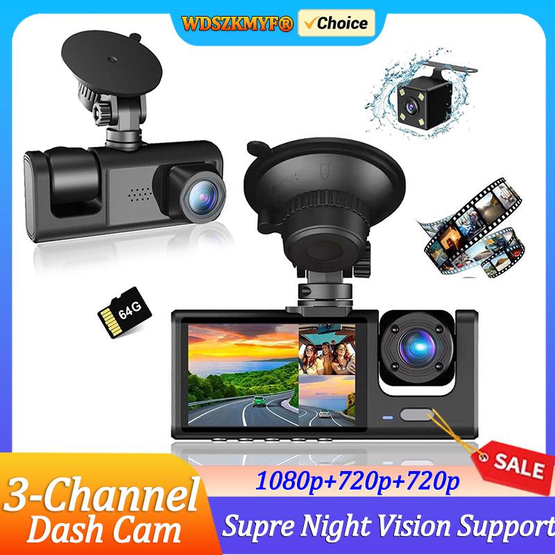 3 Channel Dash Cam for Car Camera 1080P Video Recorder Car DVR Front and Rear View Camera Night Vision G-Sensor Car Accessory
