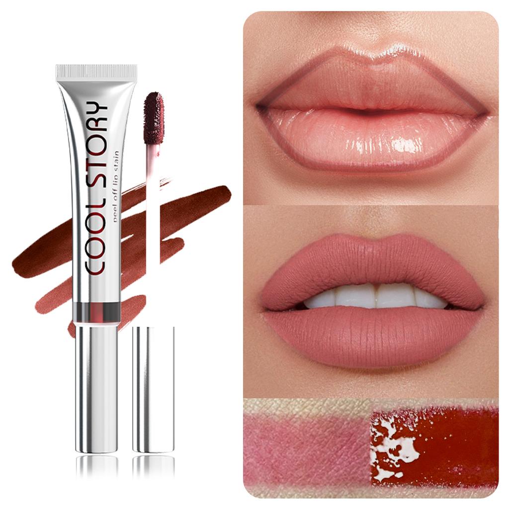 Peel Off Rose Pink Lip Gloss Matte Outline Contour Tattoo Lip Stain Waterproof Transfer Resistant Tear Off Natural Lip Tint