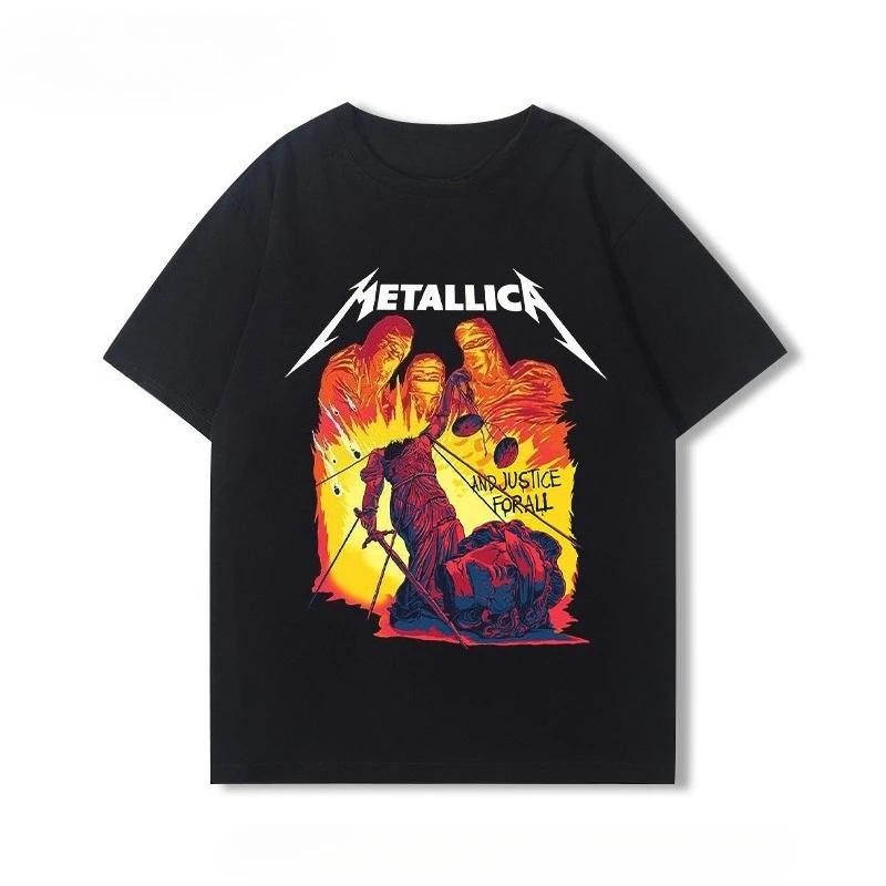 2026 Metallica Ride The Lightning Футболка Мужская и Женская С коротким рукавом Винтажные Топы Футболка Люксового Бренда Рубашка Y2k Уличная Одежда