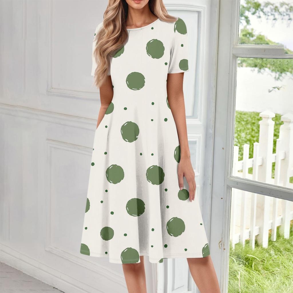 Dresses For Women Summer Casual Button Up V-neck Short Sleeve Wear To Work Dresses