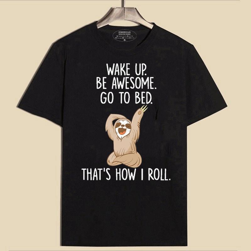 ZIMOXUAN Симпатичные женские футболки с принтом «Wake Up Be Awesome Go To Bed», летние милые повседневные футболки с короткими рукавами, забавные топы с круглым вырезом для женщин