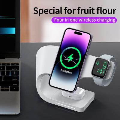 Подставка для беспроводных зарядных устройств 3 в 1 15 Вт для iPhone 14 13 12 Pro Max Мини-магнитная зарядная док-станция для Airpods Apple Watch 8 Быстрое зарядное устройство