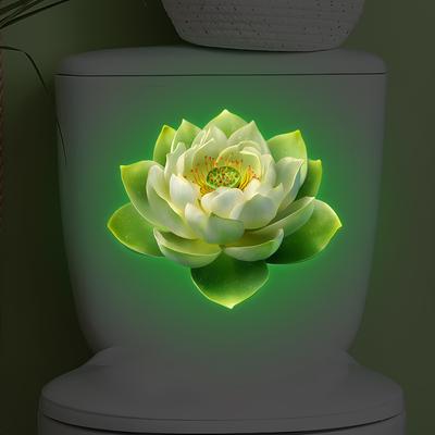 Светящиеся наклейки на унитаз «Лотос», Наклейки для декора ванной комнаты в китайском стиле дзен, Водонепроницаемые наклейки для ванной