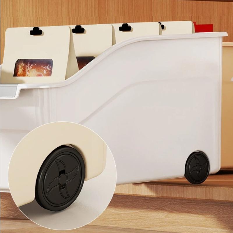 Plastic Storage Bins with Wheels & Comfort Handles Large Stackable Waterproof Organizer for Kitchen Bathroom Closet