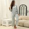 Осенняя женская домашняя одежда, длинные брюки, пижамный комплект с длинными рукавами и лацканами