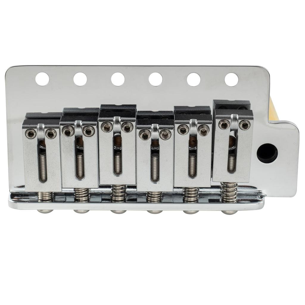 Musiclily Ultra Pitch ST Tremolo Bridge with Modern Brass Saddles and 42mm Brass Blocks for Strat Electric Chrome 10.5mm 6-Point Guitars,