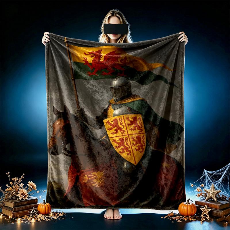 1pc Medieval Warriors Blanket, Super Cozy Printed Home Blanket, All-Season Warmth