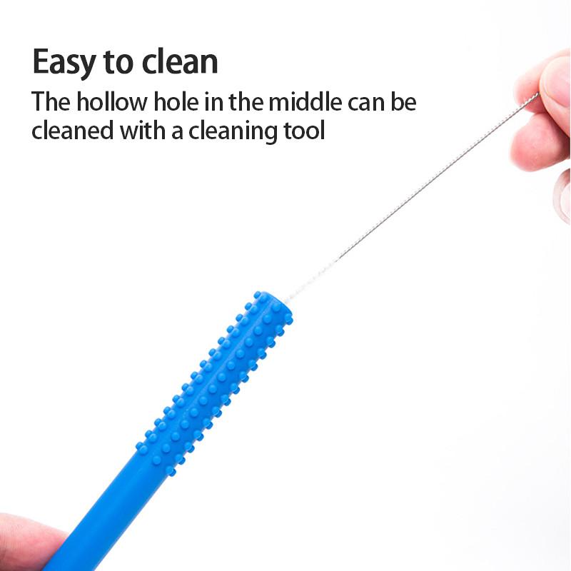 Детская игрушка для прорезывания зубов, детская анти-еда, ручная палочка для моляров, детский прорезыватель, силиконовая полая трубка для прорезывания зубов