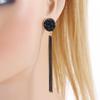 Creative Black Crystal Party Accessories Round Fashion Tassel Dangle Earrings Jewelry Ear Studs