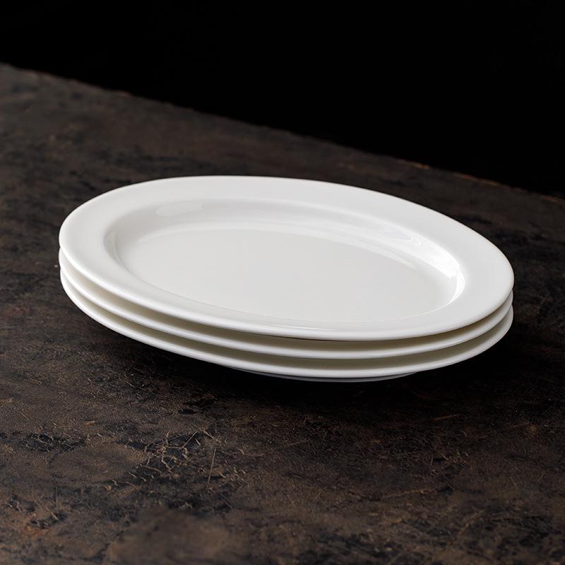Белая фарфоровая овальная тарелка 9,4 дюйма для морепродуктов, рыбы или сухофруктов