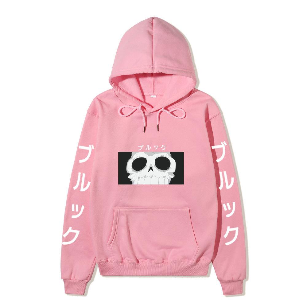 One Piece Blackbeard Hoodie, Skull Print Long Sleeve Pullover Hooded Sweatshirt Anime Streetwear With Sleeve Japanese Letter Print
