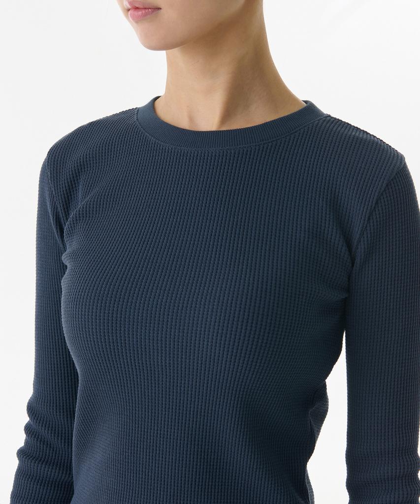 MUSINSA STANDARD WOMAN Women'S Waffle Slim Crew Neck Long Sleeve T-Shirt [Navy]