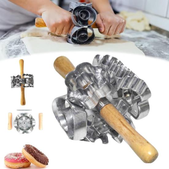 Форма для пончиков из нержавеющей стали с 6-ю гнездами, круглые формочки для печенья, для выпечки, с антипригарным покрытием