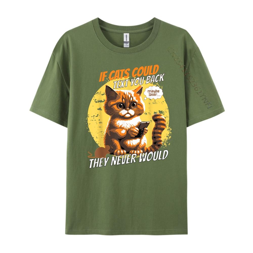 Cat Phone Cat Lol Person Humor If Cats Could Text Cell Graphic Tee Shirt Men's Clothing 2024 Cinco de Mayo