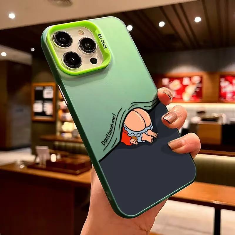 Crayon Shin-chan compatible iPhone 18, iPhone 16, Pro Max phone case, 15 fun, 14/13 cartoon, 12 laser design.
