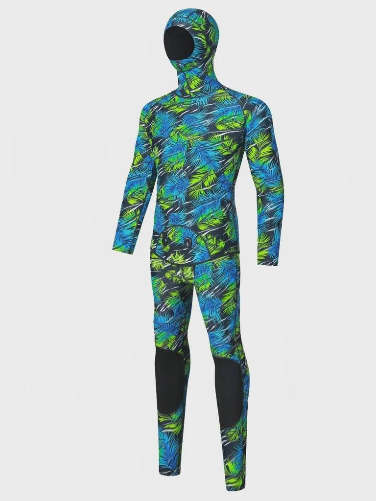 3mm Men's Camouflage Hooded Wetsuit for Hunting, Freediving, Surfing, and Rescue