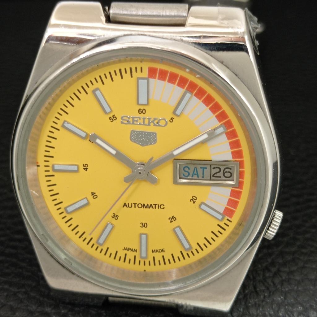 ОРИГИНАЛЬНЫЕ ВИНТАЖНЫЕ АВТОМАТИЧЕСКИЕ ЧАСЫ SEIKO 5 7009A ЯПОНИЯ МУЖСКИЕ ЖЕЛТЫЙ ЦИФЕРБЛАТ a708799-1