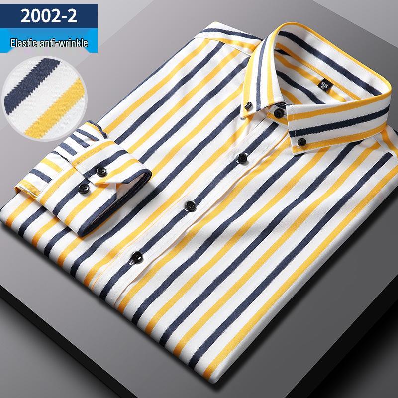 Мужская стрейчевая деловая рубашка: Полосатый с длинным или коротким рукавом, коллекция весна/лето