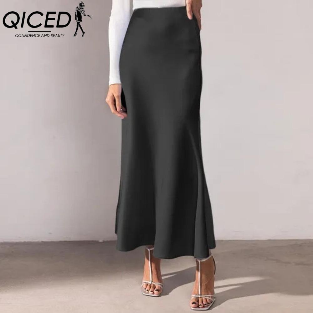 QICED Женская Мода Повседневная Однотонная С Принтом Летняя Весенняя Юбка