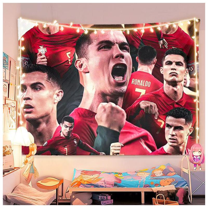 Криштиану Роналду Фоновая ткань Звезда футбола Фон Подвесная ткань Несколько размеров Украшение стены общежития Настенный гобелен