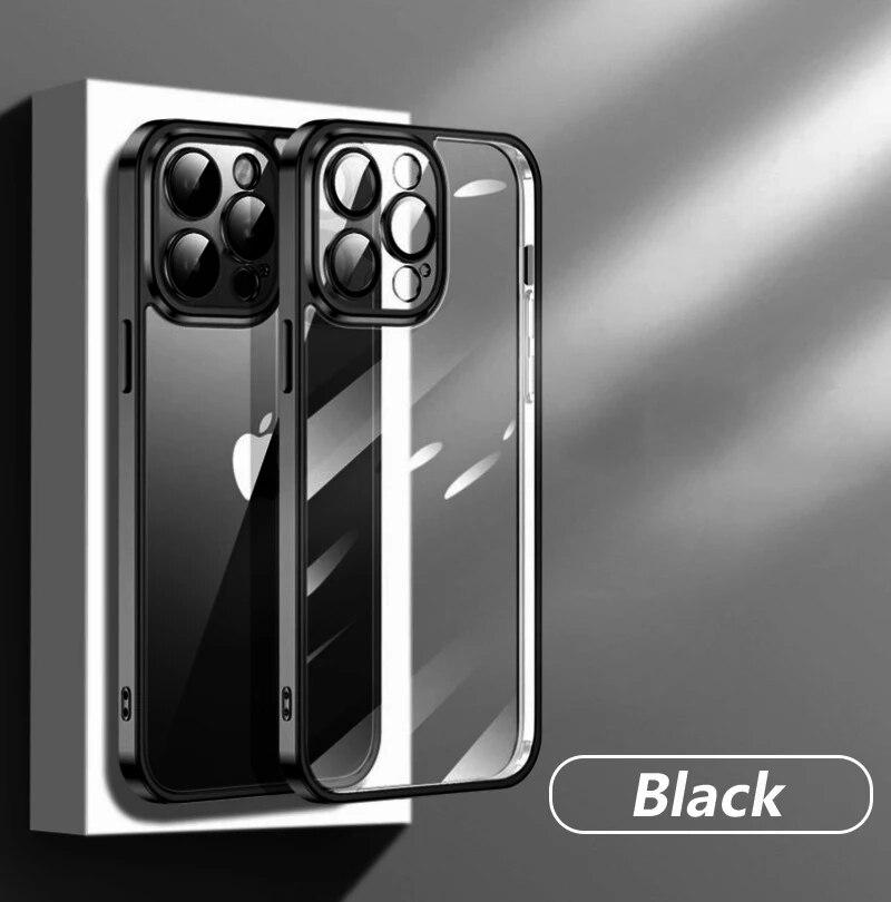 Роскошный прозрачный чехол с покрытием для iPhone 15 14 13 12 11 Pro Max, защита объектива для Apple 15 14 Plus, мягкая противоударная задняя крышка