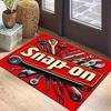 Нескользящий коврик для двери с логотипом Snap-On Tool, Ярко-красный с черно-белыми иллюстрациями, Моющаяся фланель для декора дома, офиса, гаража