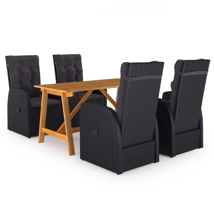 Maison Exclusive - Ensemble à manger de jardin 5 pcs Noir