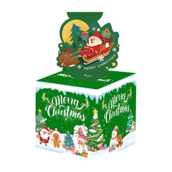 Christmas Money Box for Cash Gift Pull Surprise Money Holder with Snowman/Tree/Santa Card And 50 Pcs Transparent Bags for Home Party Favors