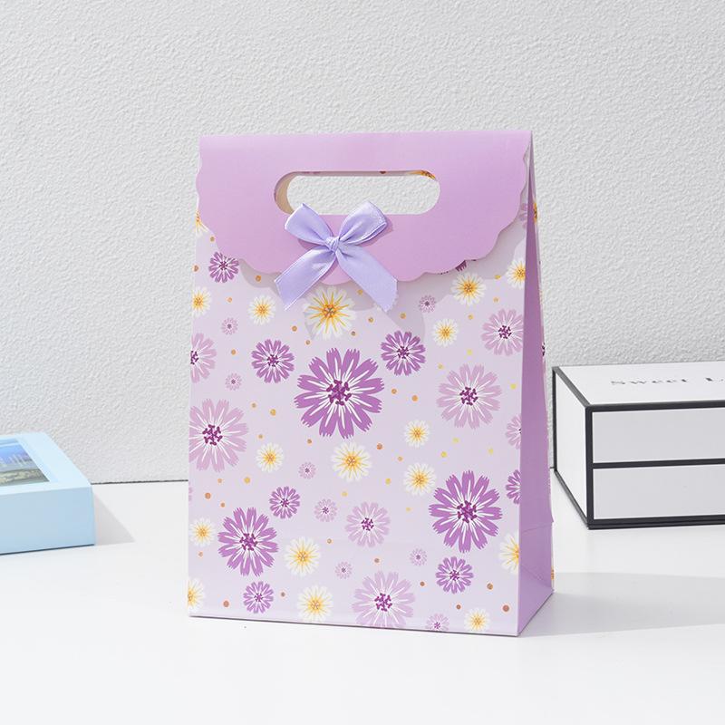 StoBag Floral Print Ribbon Gift Wrapping Bags Paper Candy Bags with Handles Birthday Wedding Favors Packaging Bags for Sweets