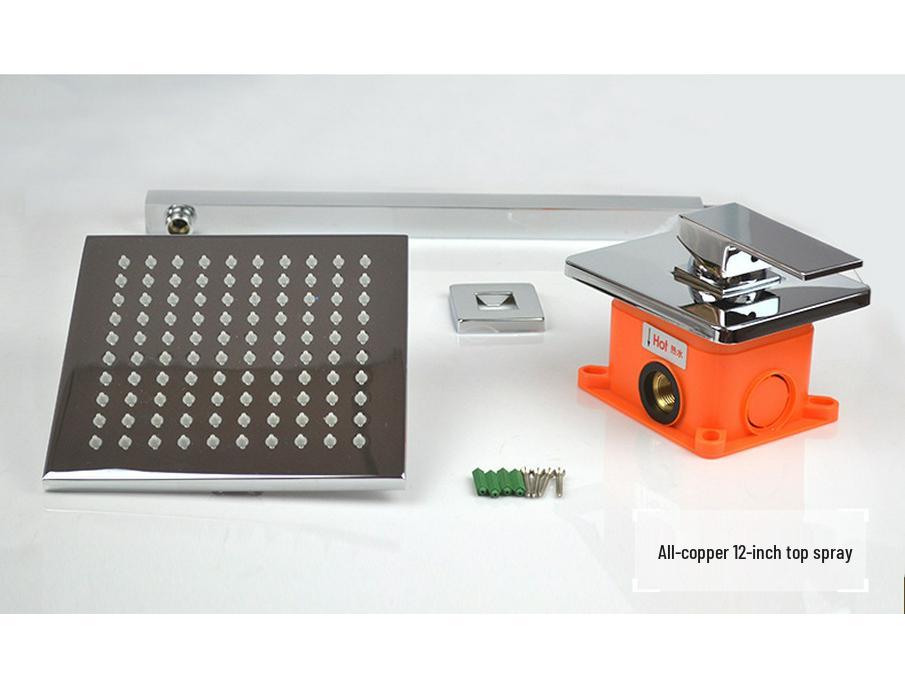 Полностью медный настенный душевой набор со встроенной коробкой