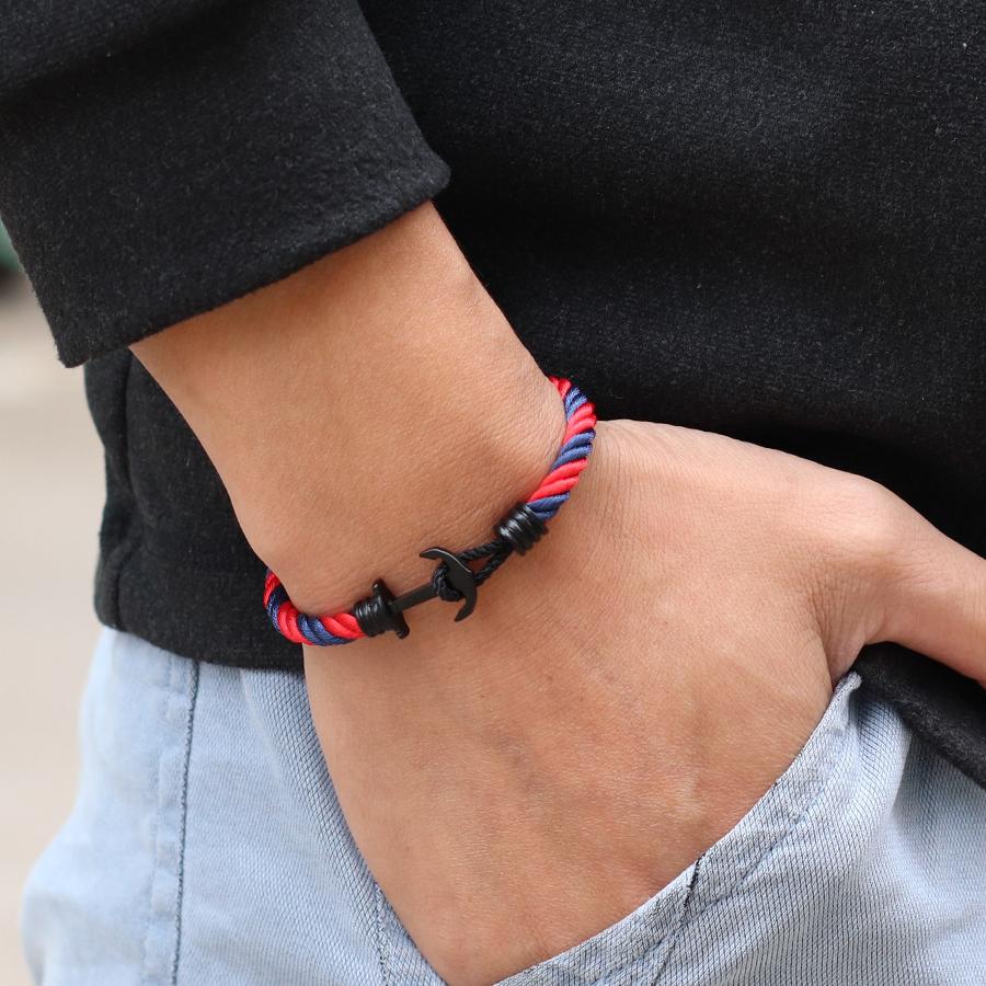 Простой мужской браслет с якорем, винтажный плетеный миланский канат, женский, в морском стиле, для кемпинга, студенческий, наручный, ювелирный подарок для него