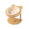 Wooden Stand Cat Ceramic Bowl Ergonomic Anti Vomiting Bowl Dog Cat Feeder  For Cat Dog