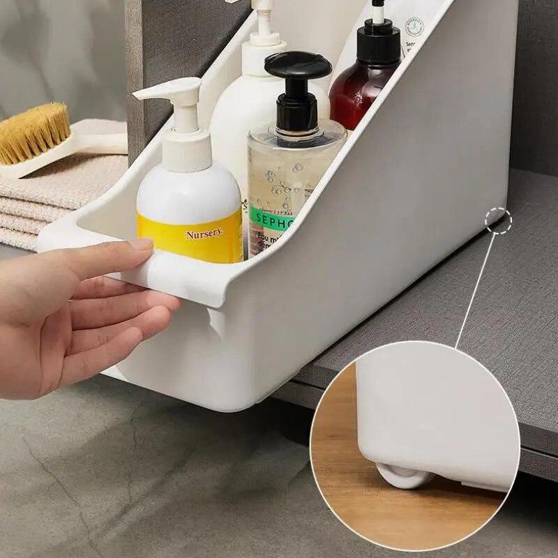 Большой ящик для хранения кухонной утвари, контейнер с колесиками, органайзер для кладовой, шкаф, кастрюля, горшок, держатель для специй, всякая всячина, пластик, белый