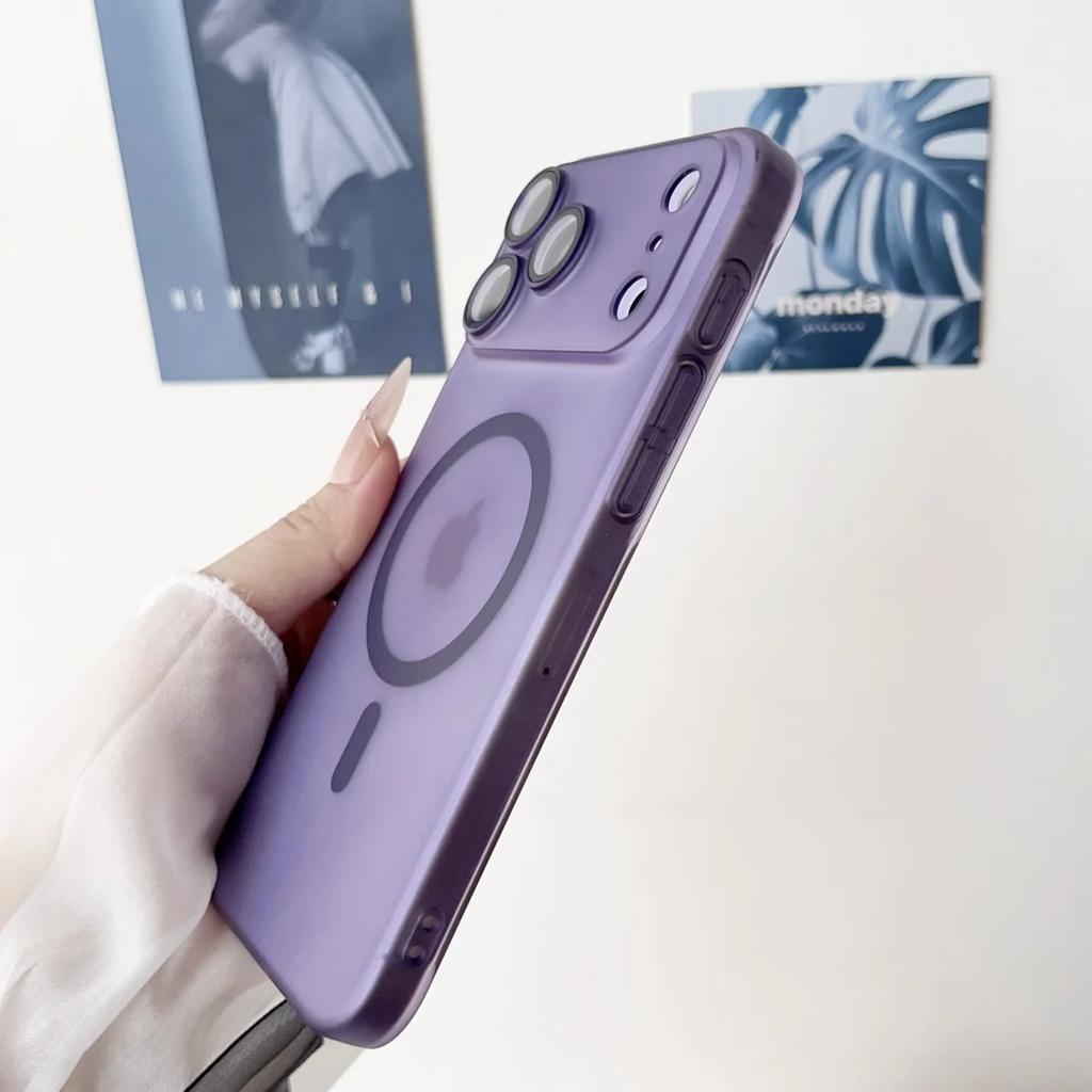 For IPhone 17 Pro Max Slim Frosted Clear PC Shockproof for Magsafe Phone Case for IPhone 17 Air Wireless Charge Cover