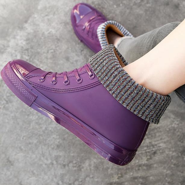 Резиновая обувь, женские непромокаемые непромокаемые сапоги, ботильоны, женская обувь для воды, непромокаемые ботильоны, ботильоны с хлопковым чехлом на плоской подошве