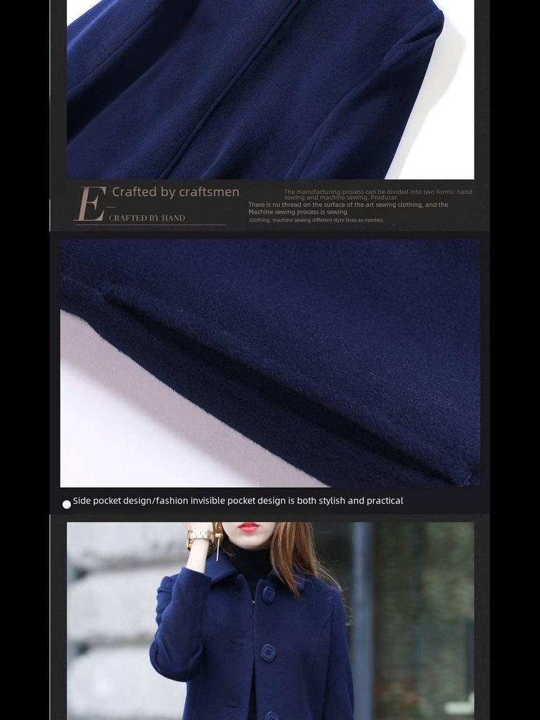 Women's Mid-Length Wool Coat, 2025 Autumn/Winter, Hepburn Style, Slim Fit, Plus Size