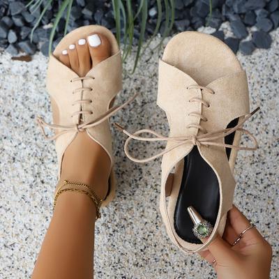 Французские ретро сандалии-гладиаторы на шнуровке женские 2025 лето и осень новая модная универсальная обувь Мори на плоской подошве с открытым носком Бокен