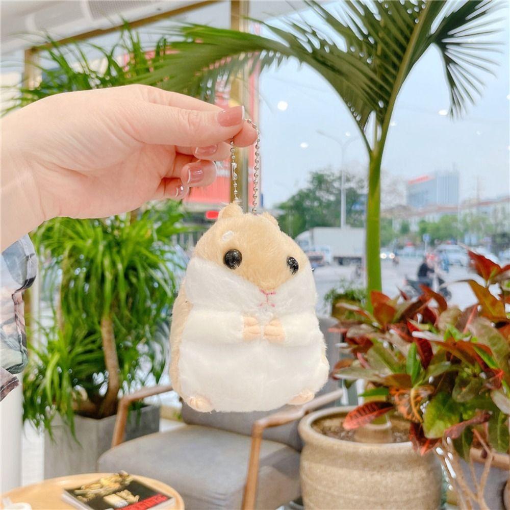 Cute Hamster Doll Keychain Cartoon School Bag Keychain Creative Plush Key Ring Men Women