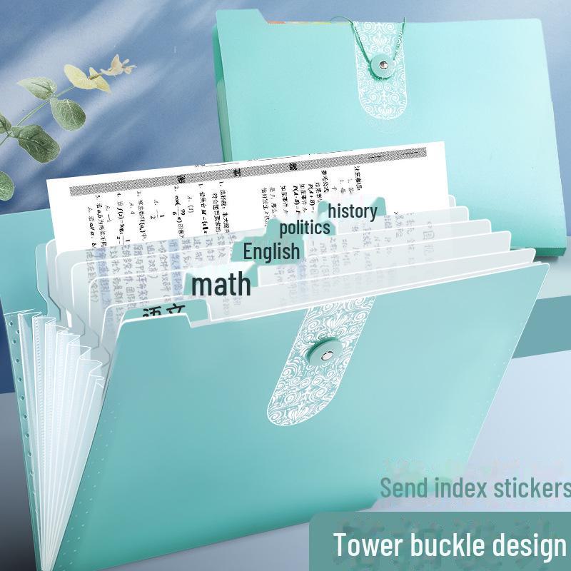 Многослойная папка-гармошка формата А4 с прозрачными вставками для организации студенческих работ