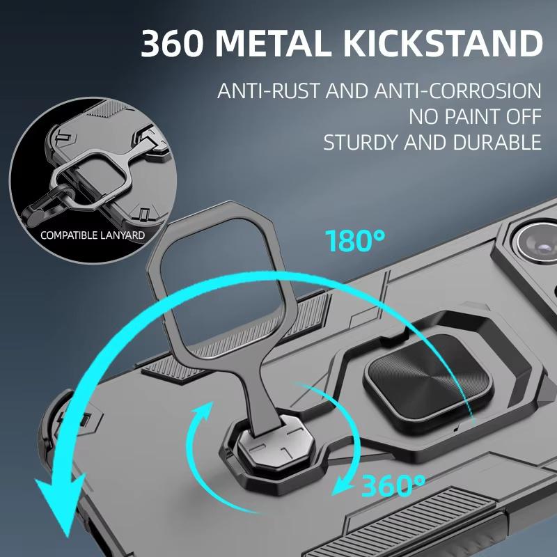 For iPhone 16 15 14 13 Pro Max Phone Case Camera Lens Protect Armor Case For iPhone 14 15 16 Plus 16E Magnetic Ring Holder Cover