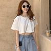 Women Summer Crew Neck College Wind Short Sleeve Letter Print Loose T-Shirt Versatile Crop Tops